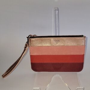 FOSSIL LEATHER/SUEDE WRISTLET PURSE
